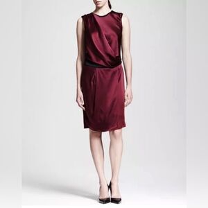 HELMUT LANG Womens Size 4 Dress Quantum Corsa Burgundy Sleeveless NEW $495